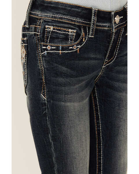 Image #2 - Grace in LA Girls' Dark Wash Mid Rise Bootcut Jeans , Medium Wash, hi-res