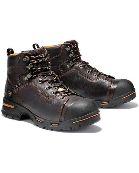 Image #1 - Timberland Men's 6" Endurance Waterproof Work Boots - Steel Toe , Brown, hi-res