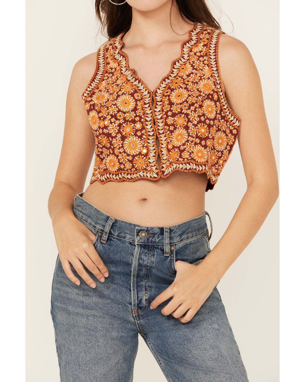 Image #3 - Shyanne Women's Poplin Embellished Vest, Fired Brick, hi-res