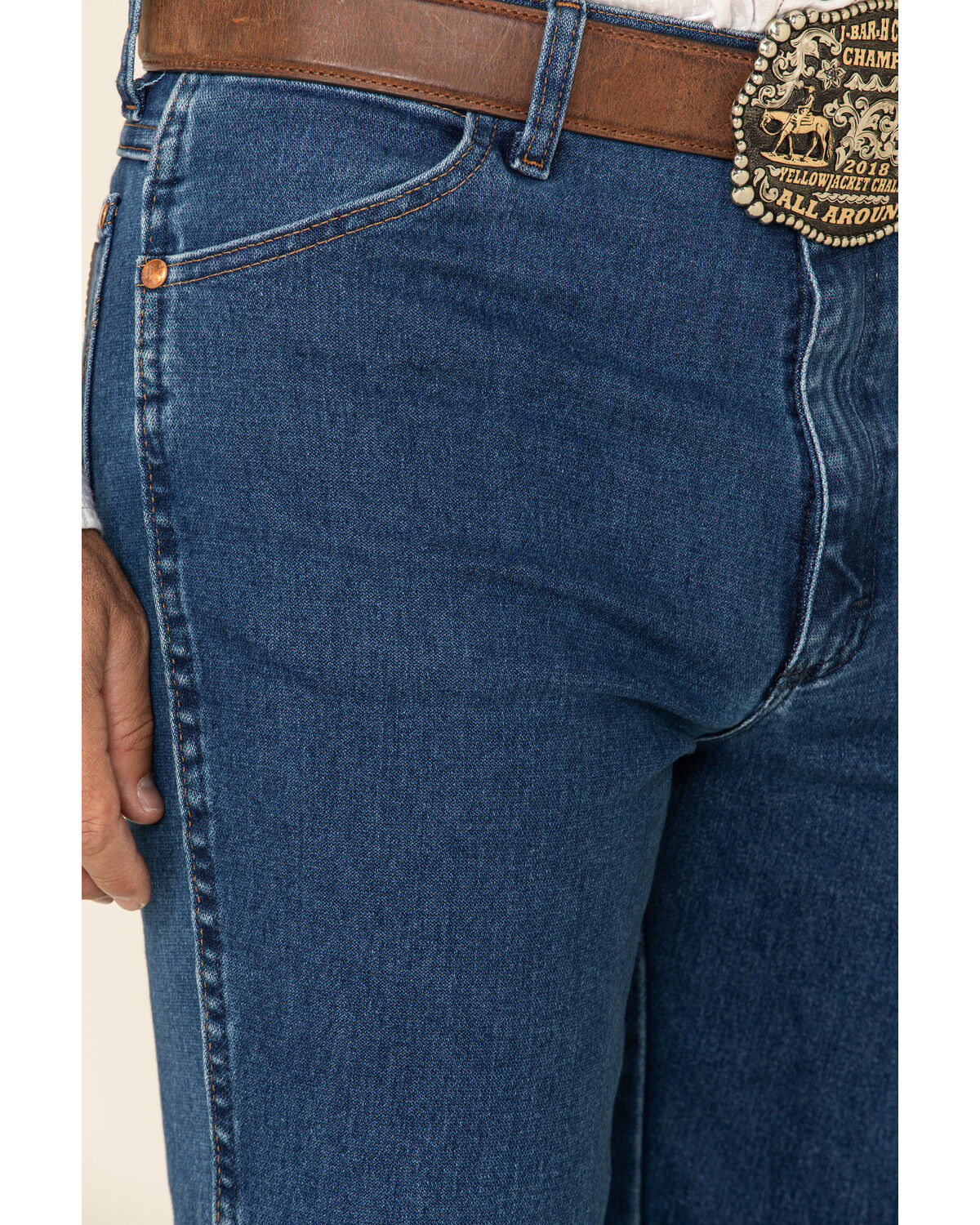 Image #3 - Wrangler Men's Active Flex Stonewash Slim Cowboy Cut Jeans, Blue, hi-res