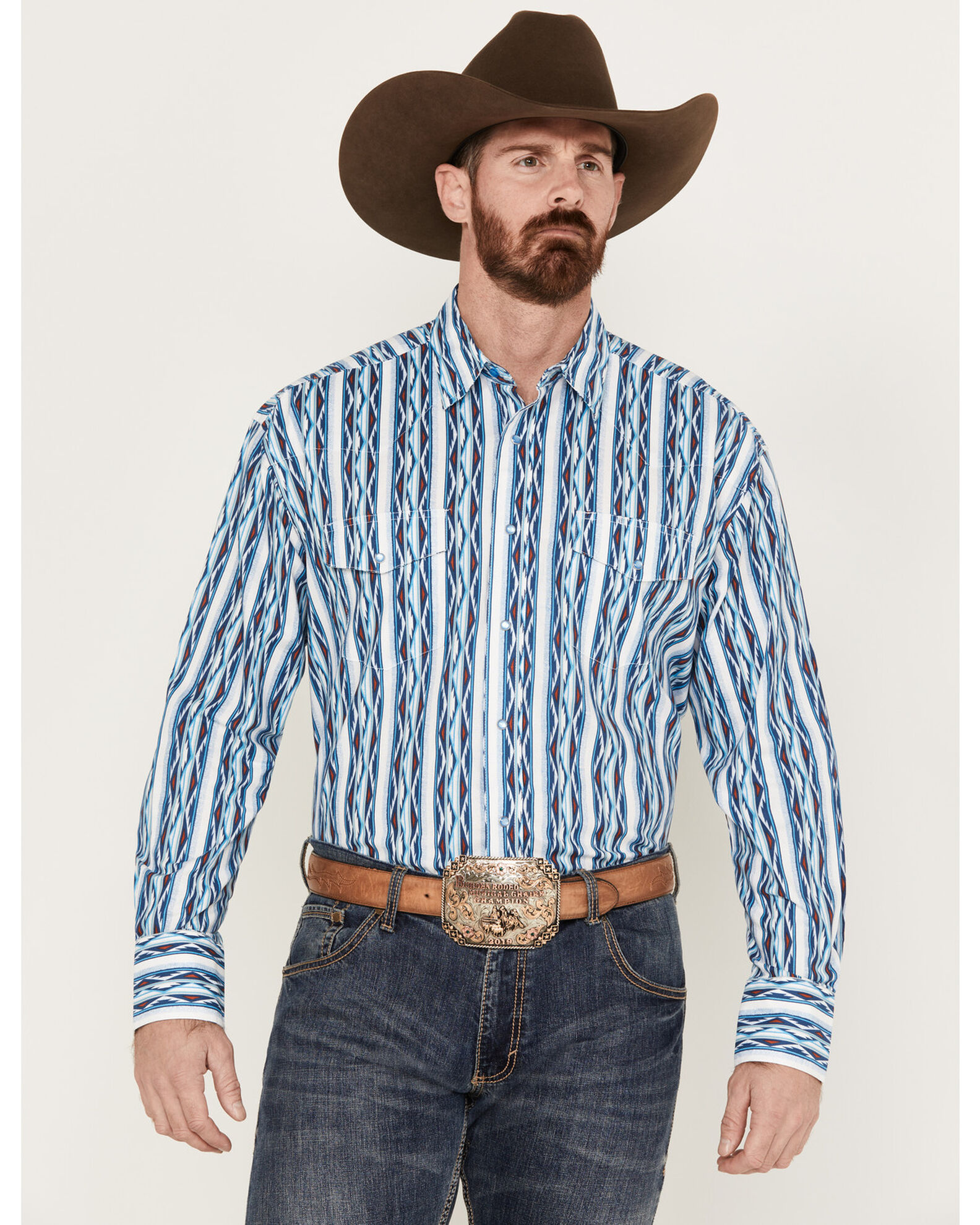 Wrangler Men s Checotah Long Sleeve Western Pearl Snap Shirt