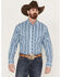 Image #1 - Wrangler Men's Checotah Long Sleeve Western Pearl Snap Shirt, Blue, hi-res