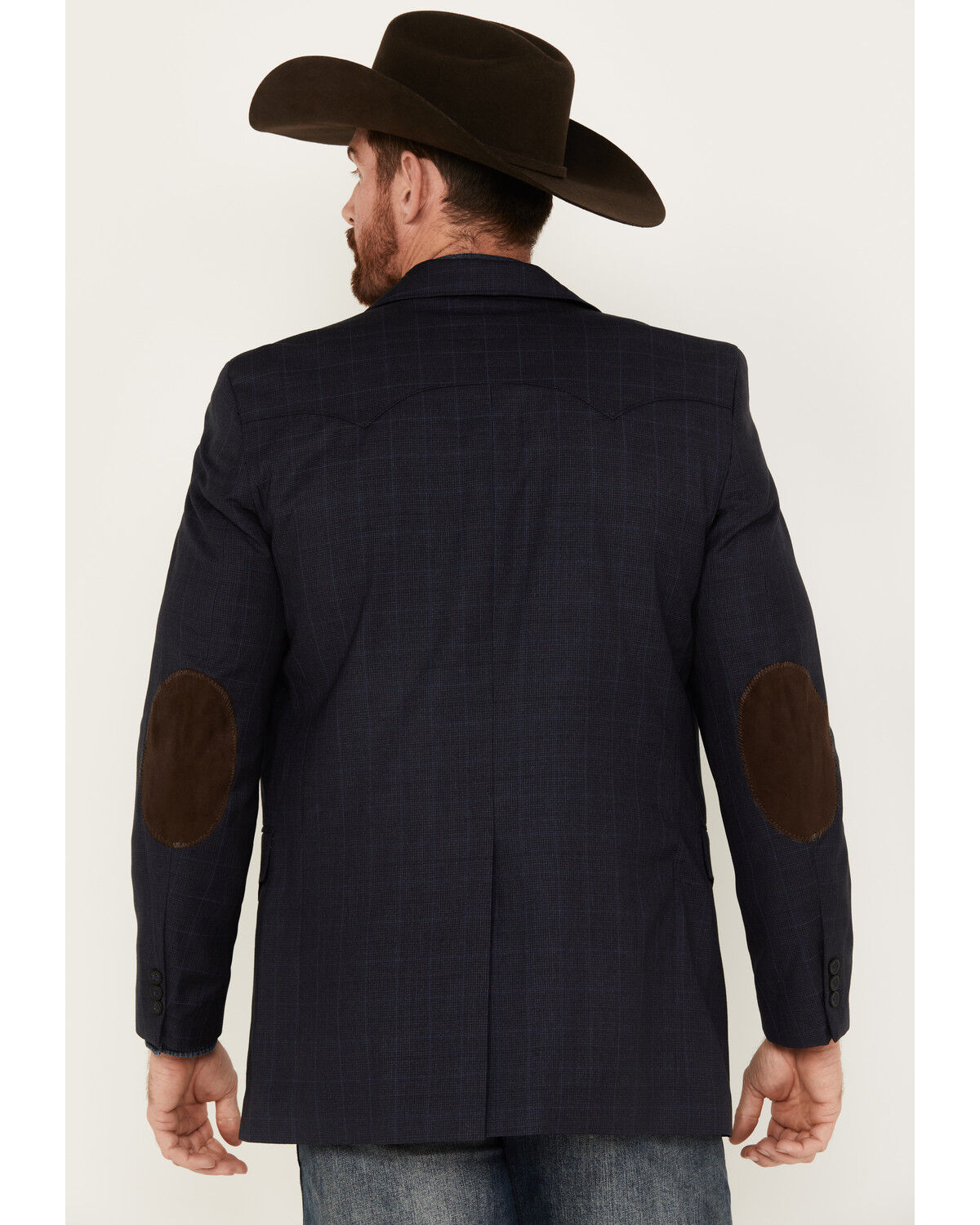 Image #4 - Circle S Men's Lubbuck Window Pane Elbow Patch Sportcoat, Blue, hi-res