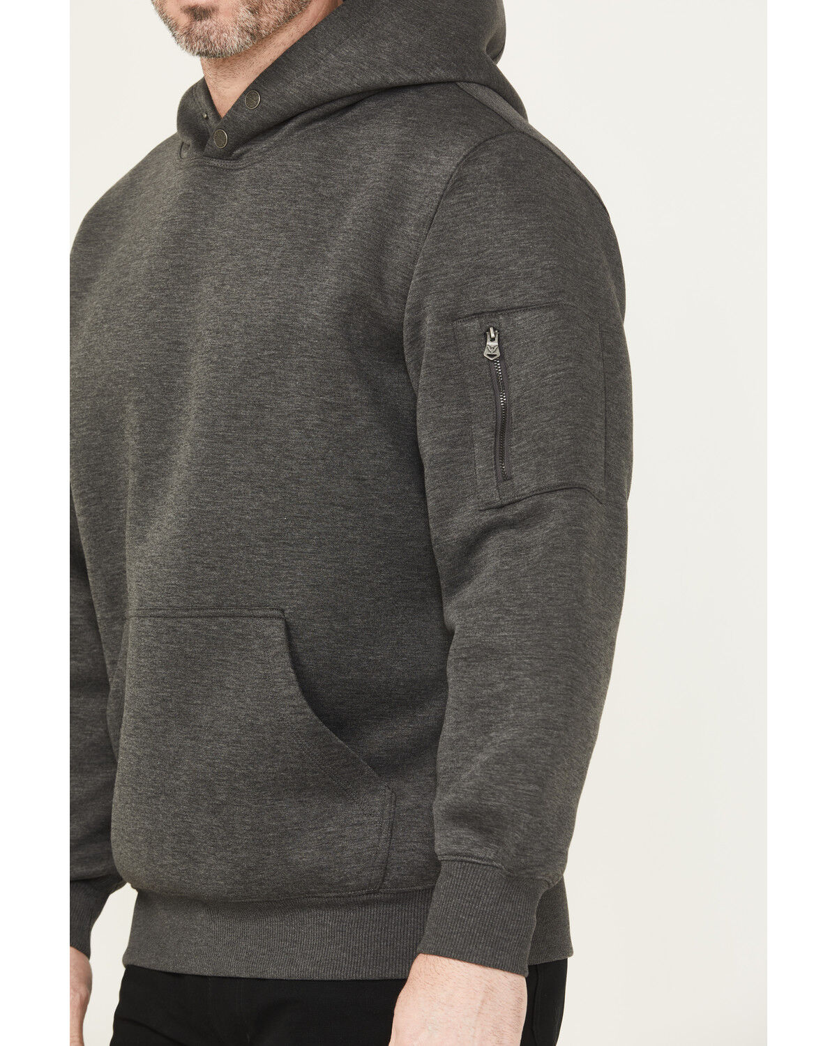 Image #3 - Thorogood Men's Snap Neck Hooded Sweatshirt, Charcoal, hi-res