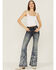 Image #1 - Grace in LA Women's Steerhead Laser Print Southwestern Flare Jeans, , hi-res