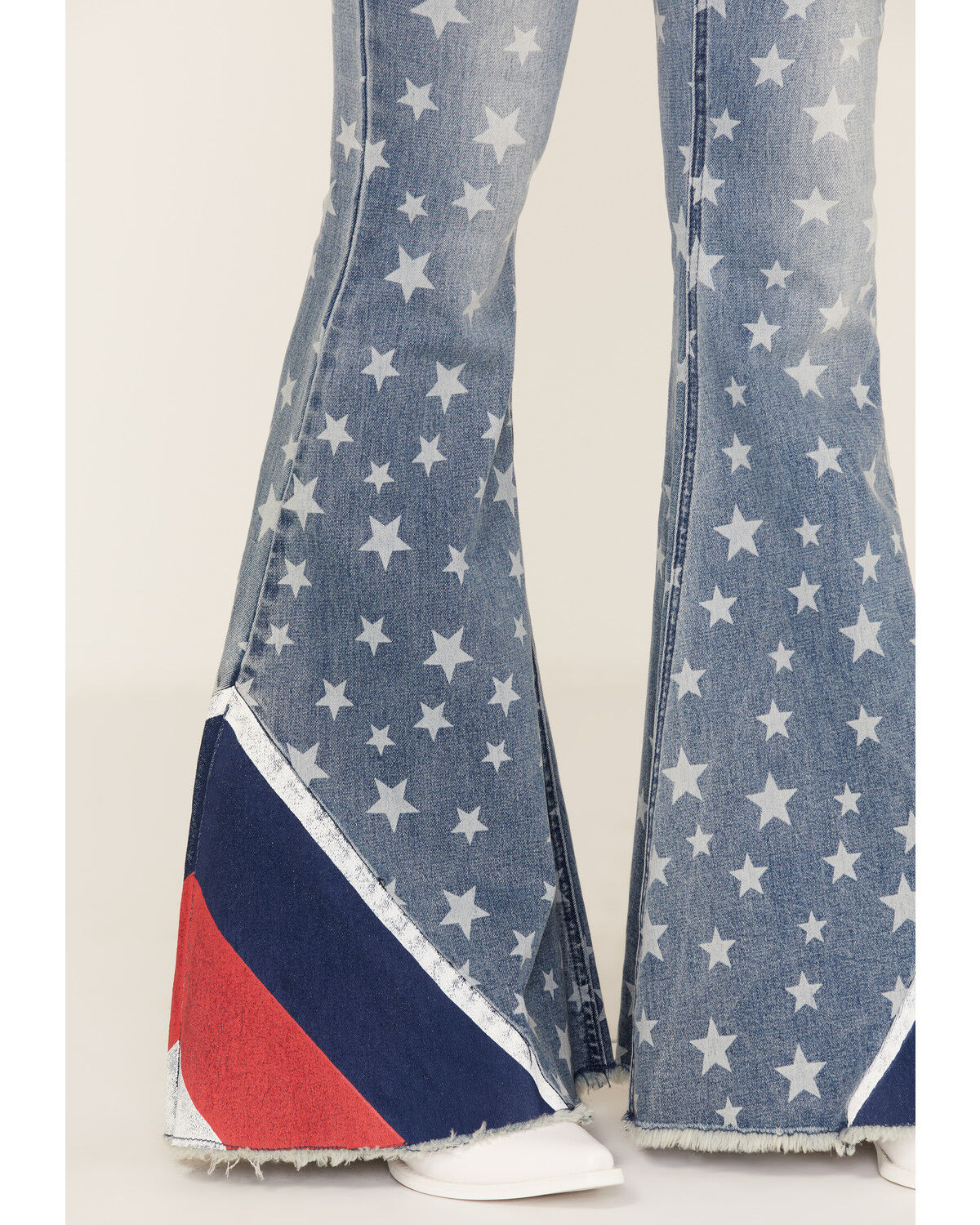Image #2 - Rock & Roll Denim Women's Medium Wash High Rise Star Print Flare Jeans, , hi-res