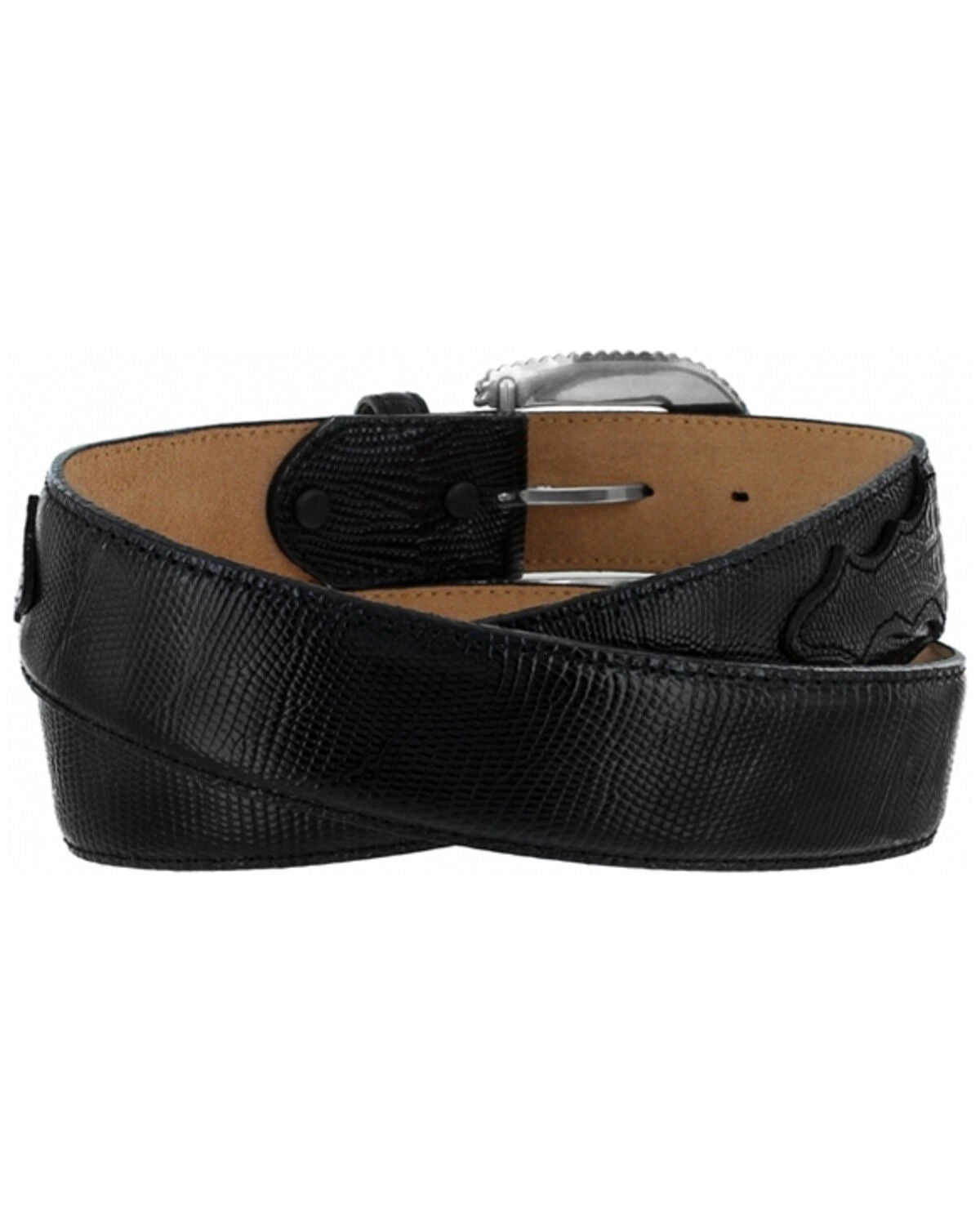 Image #2 - Tony Lama Men's Black Lizard Print Belt, No Color, hi-res