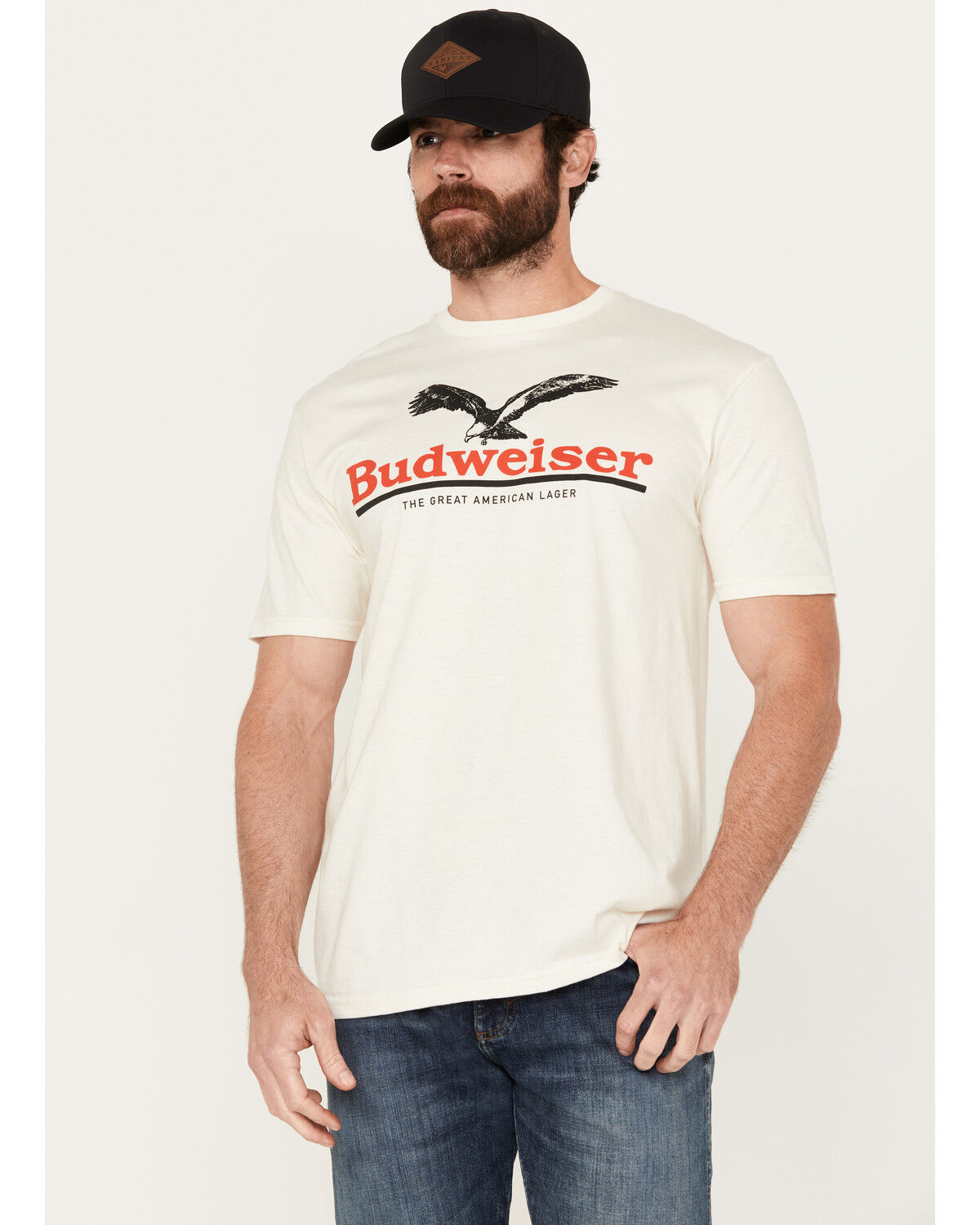 Image #1 - Brew City Beer Gear Men's Budweiser Logo Short Sleeve Graphic T-Shirt, Natural, hi-res