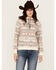 Image #1 - Shyanne Women's Southwestern Striped Print Fleece Hoodie, Caramel, hi-res