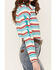 Image #3 - Ariat Women's Kirby Serape Striped Long Sleeve Button Down Stretch Western Shirt, Teal, hi-res