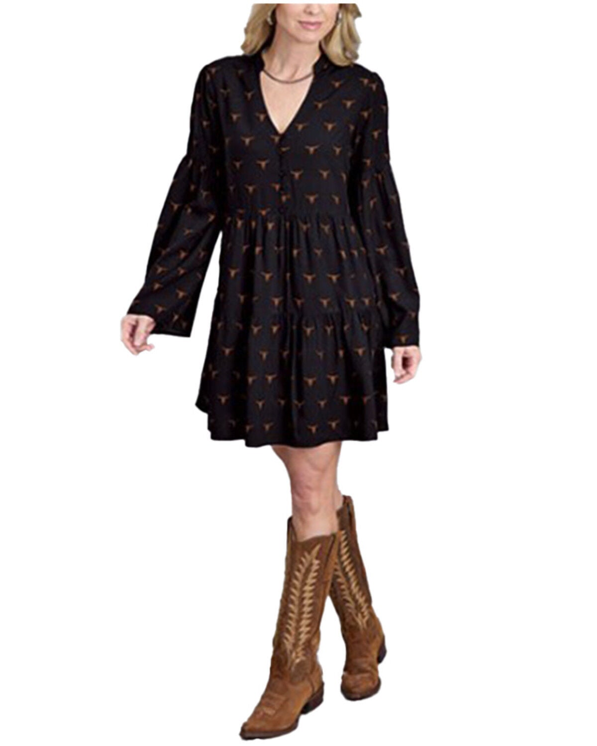 Stetson Women's Steer Head Print Long Sleeve Midi Dress | Sheplers