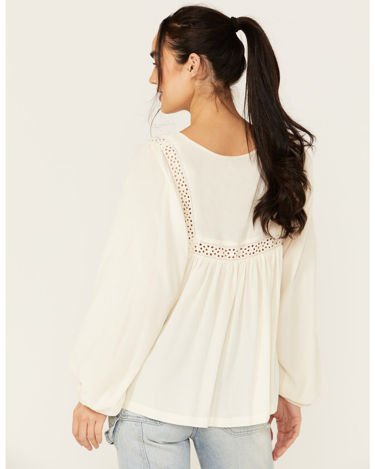 Image #4 - Cleo + Wolf Women's Austin Long Blouson Sleeve Painters Blouse, Cream, hi-res