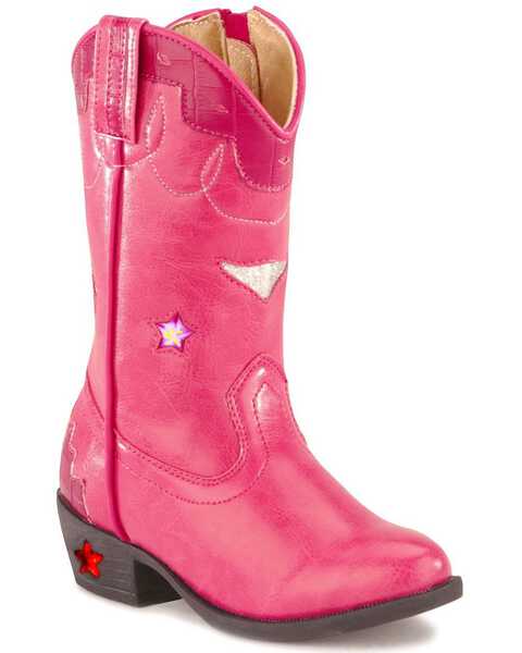 Smoky Mountain Girls' Stars Light Up Pink Boots, Hot Pink, hi-res