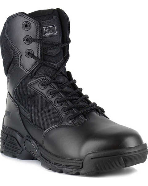 Magnum Men's Stealth Force Side Zip Waterproof Work Boots - Round Toe, Black, hi-res