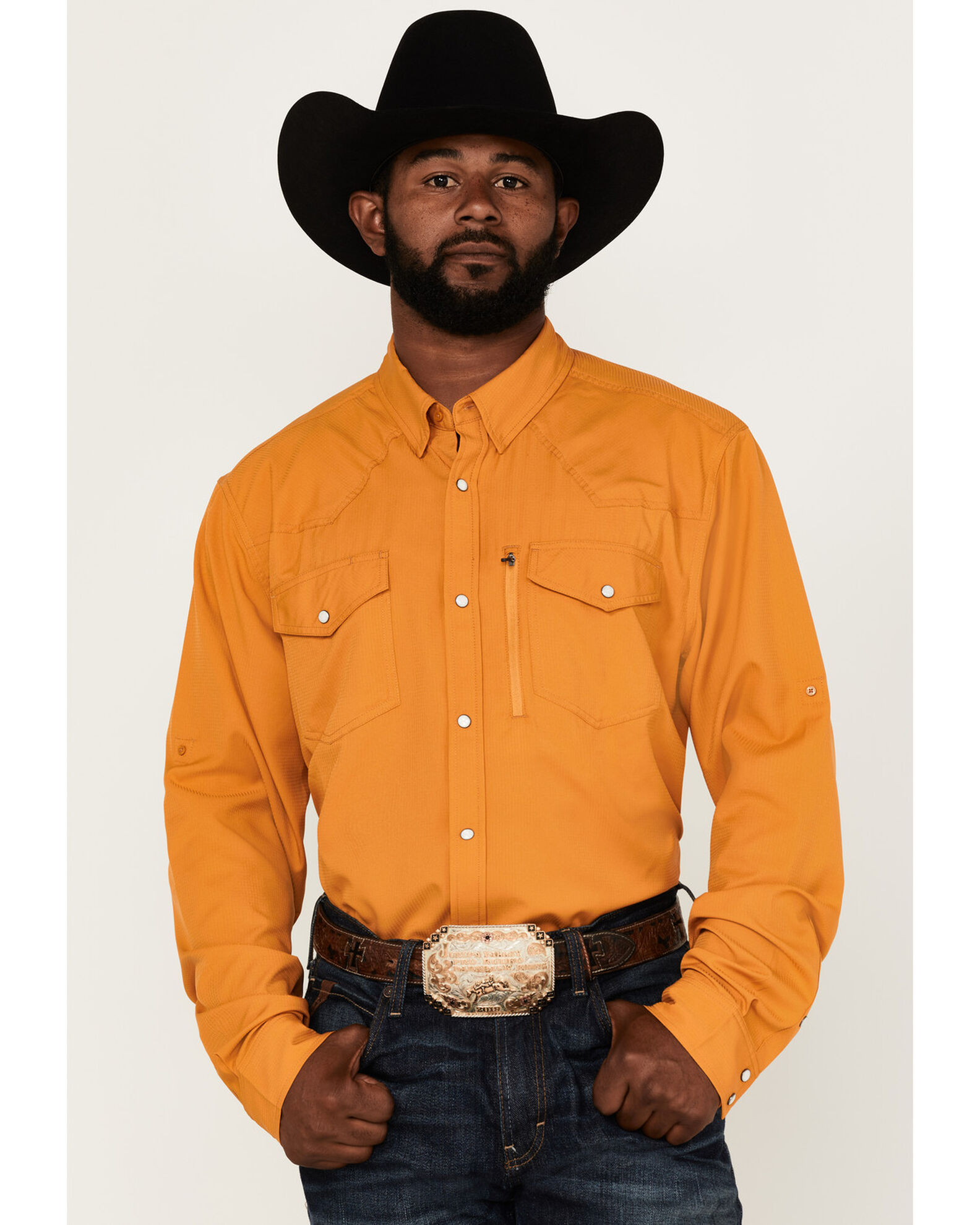 RANK 45 Men s Solid Roughie Tech Long Sleeve Snap Western Shirt Sheplers