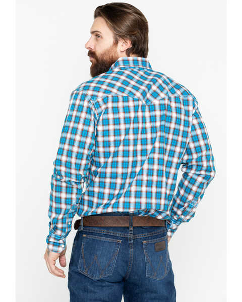 Image #2 - Wrangler 20X Men's Plaid Print Competition Advanced Comfort Long Sleeve Western Shirt , Brown/blue, hi-res