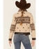 Image #3 - Wrangler Women's Tan Shearling & Stamped Leather Southwestern Jacket, , hi-res