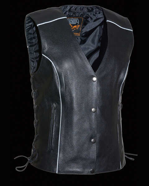 Image #2 - Milwaukee Leather Women's Side Lace Concealed Carry Vest - 3X, Black, hi-res