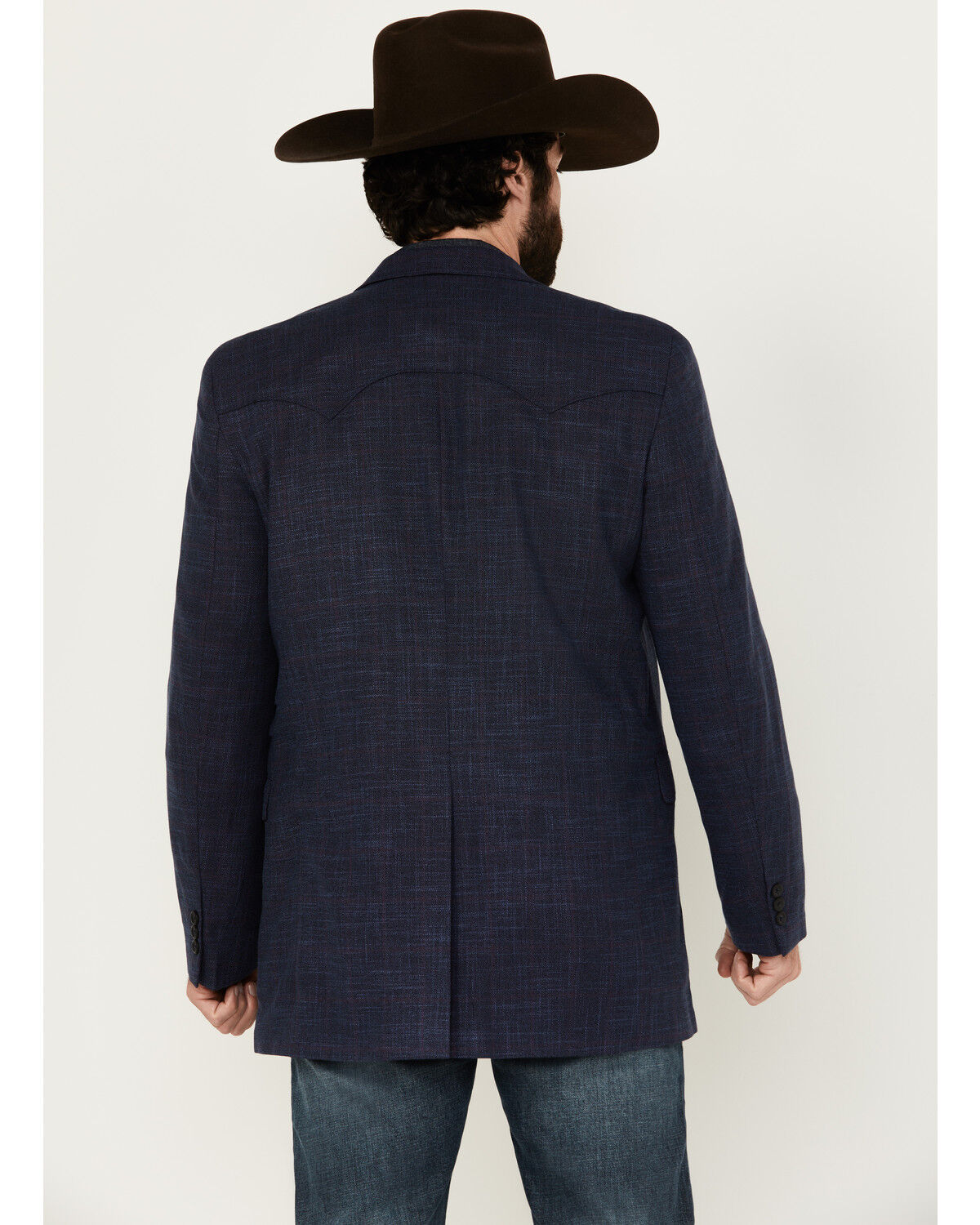 Image #4 - Circle S Men's Plaid Print Western Sportcoat - Big, Navy, hi-res