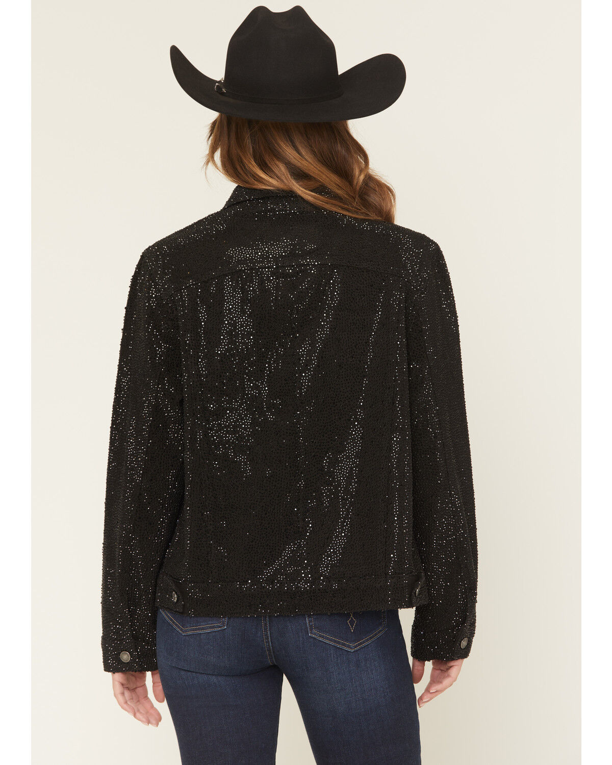 Image #3 - DanielXDiamond Women's Cash Embellished Denim Jacket, Black, hi-res