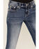 Image #4 - Miss Me Women's Medium Wash Mid Rise Fleur de Lis Pocket Bootcut Stretch Denim Jeans, Medium Wash, hi-res