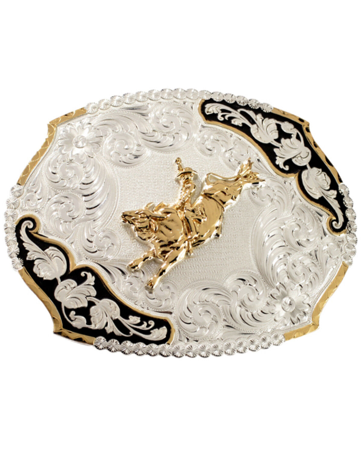 Image #1 - Montana Silversmiths Bucking Bull Belt Buckle, Silver, hi-res