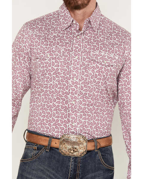 Image #3 - Wrangler 20x Men's Paisley Print Long Sleeve Pearl Snap Western Competition Shirt, Pink, hi-res