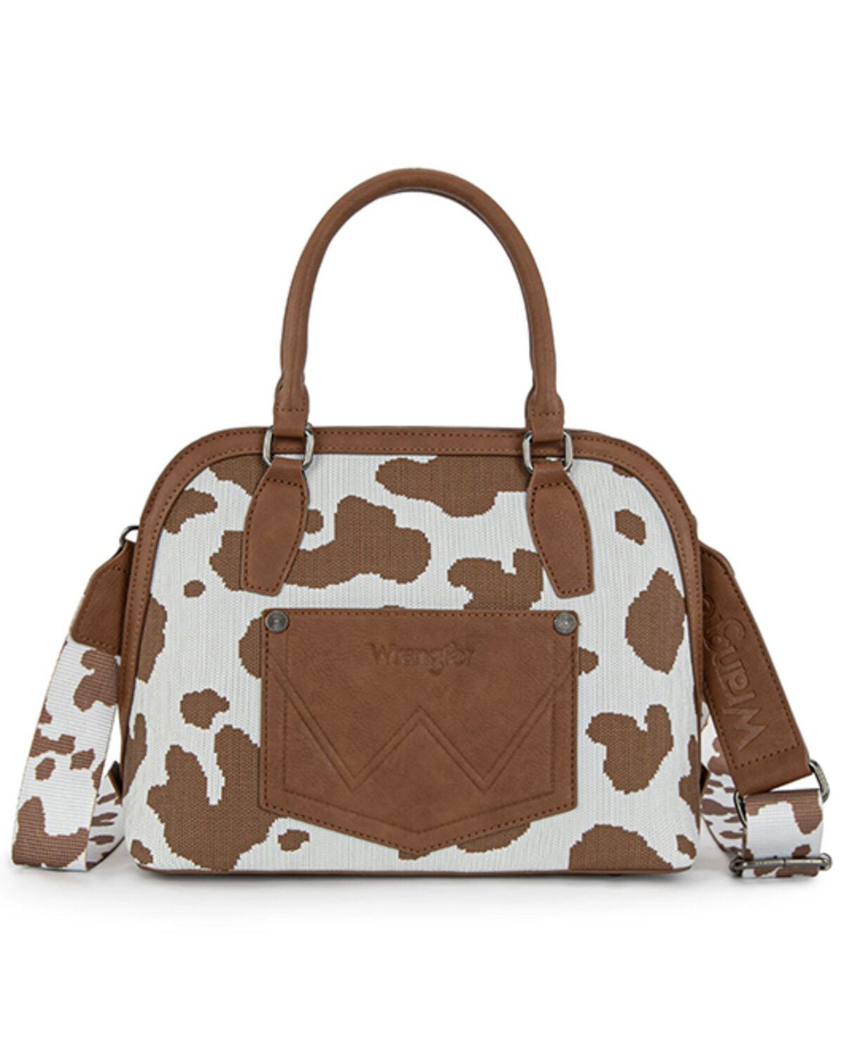 Image #2 - Wrangler Women's Cow Print Satchel Crossbody Bag, Brown, hi-res