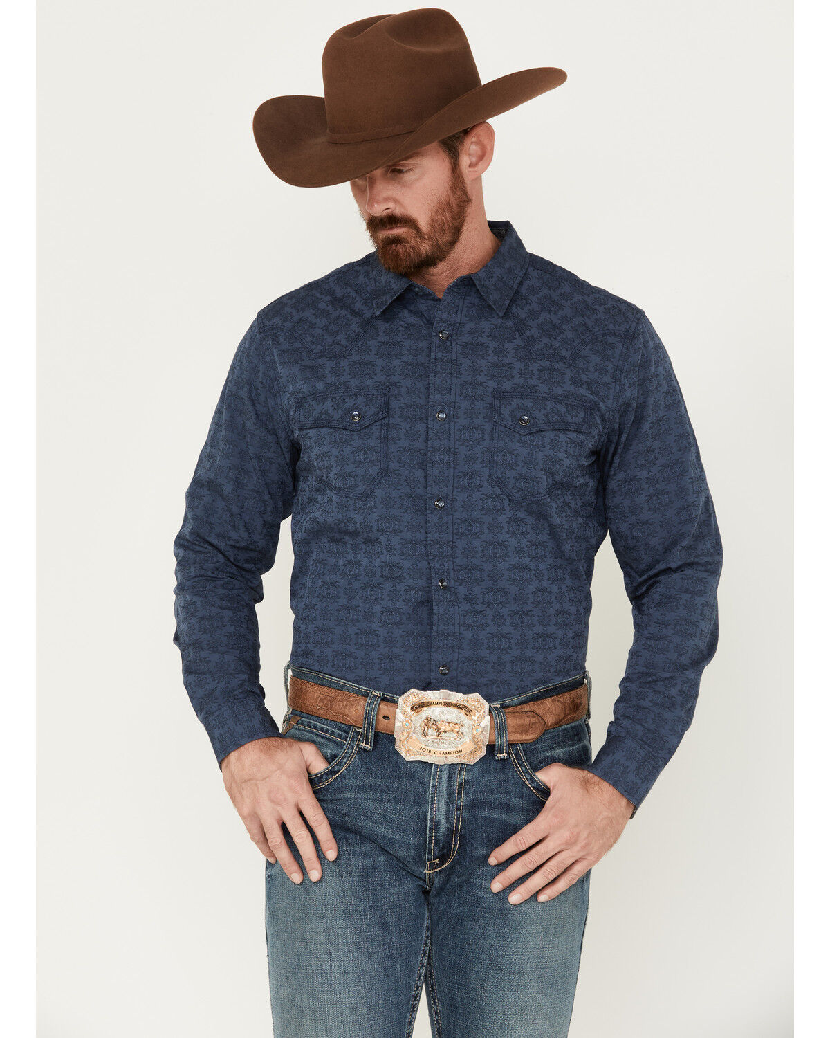 Image #1 - Moonshine Spirit Men's Show Stopper Floral Print Long Sleeve Western Snap Shirt, Teal, hi-res