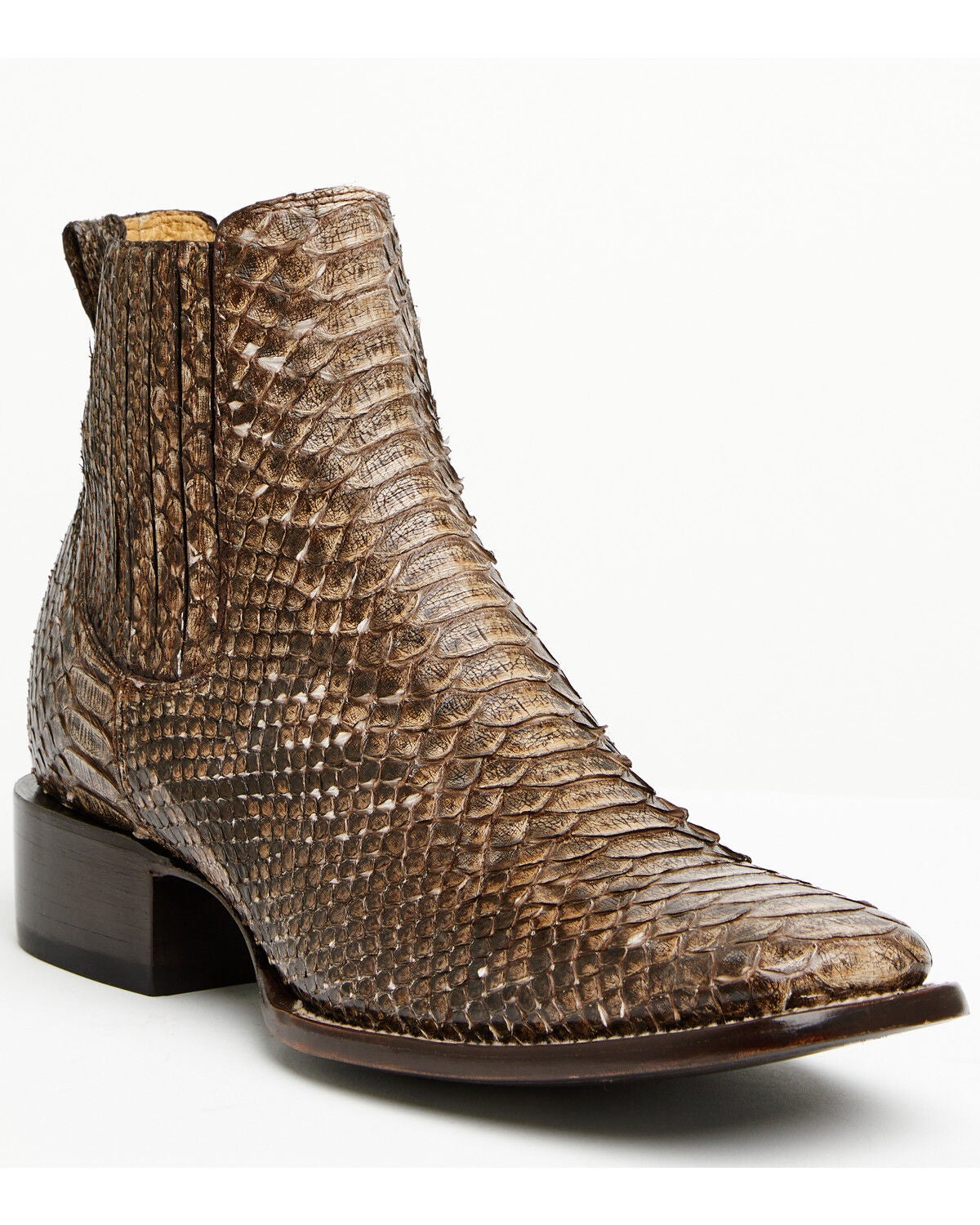 Cody James Men's Hash Exotic Python Western Ankle Boots - Broad Square Toe, Brown, hi-res