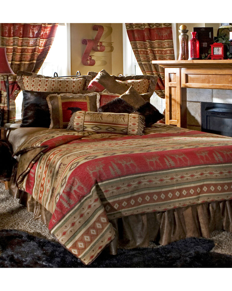 Carstens Adirondack King Bedding - 5 Piece Set, Red, hi-res