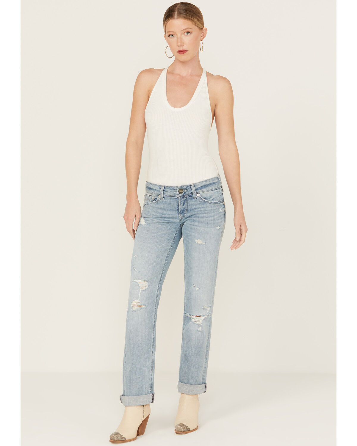 Image #1 - Ariat Women's Light Wash Low Rise Lucy Straight Jeans, Light Wash, hi-res