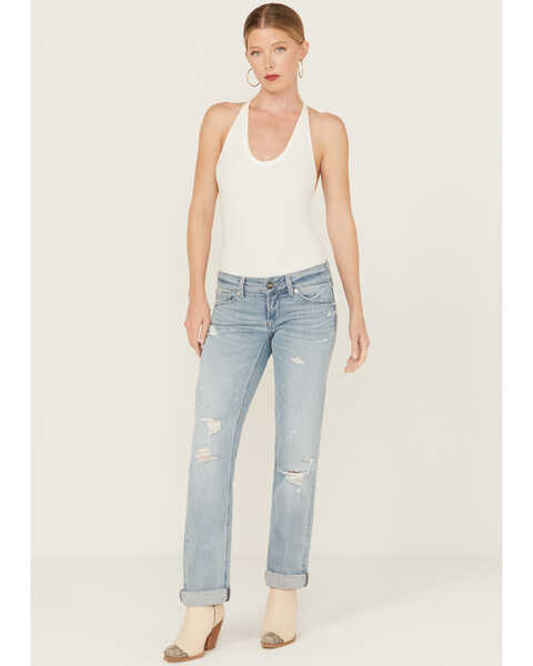 Image #1 - Ariat Women's R.E.A.L Light Wash Low Rise Lucy Straight Jeans , Light Wash, hi-res