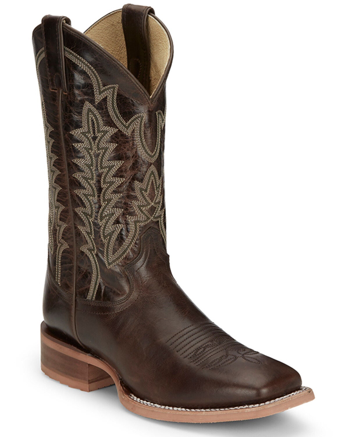 Justin Men's Lyle Umber Western Boots - Broad Square Toe, Dark Brown, hi-res