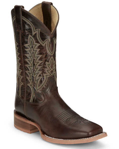 Image #1 - Justin Men's Lyle Umber Western Boots - Broad Square Toe , Dark Brown, hi-res