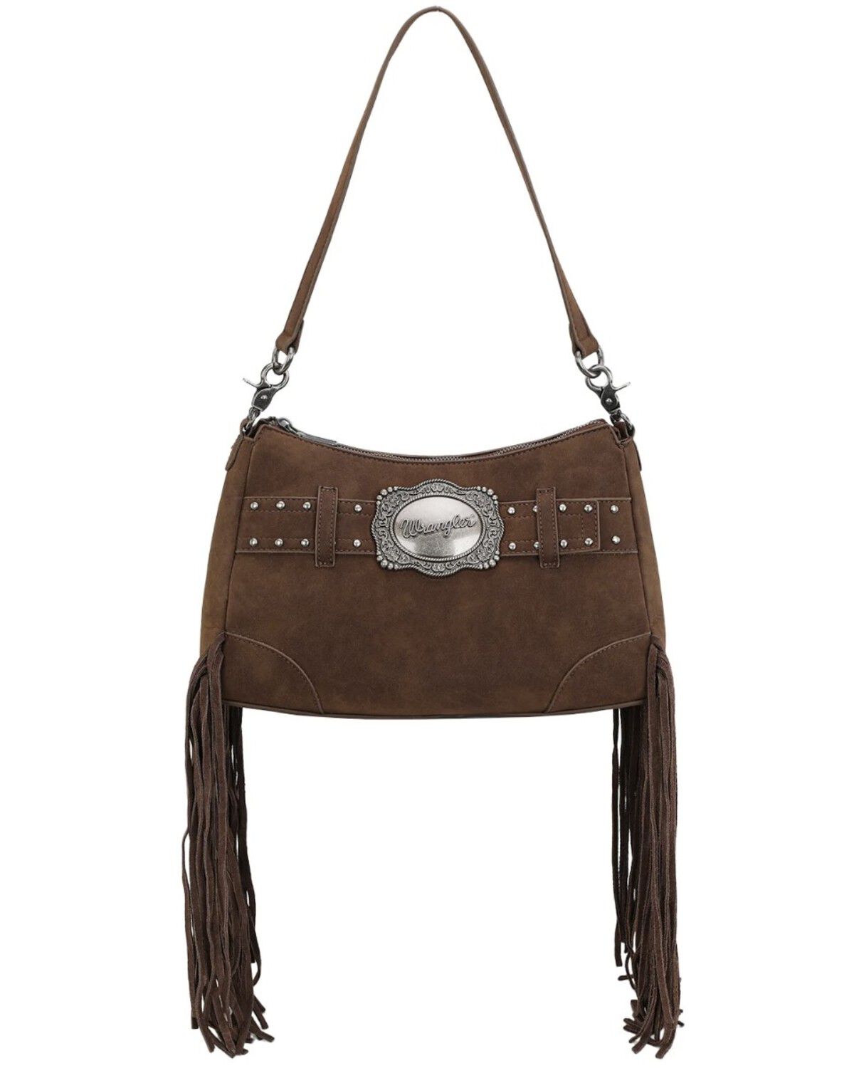 Image #2 - Wrangler Women's Fringe Buckle Hobo Bag, Coffee, hi-res