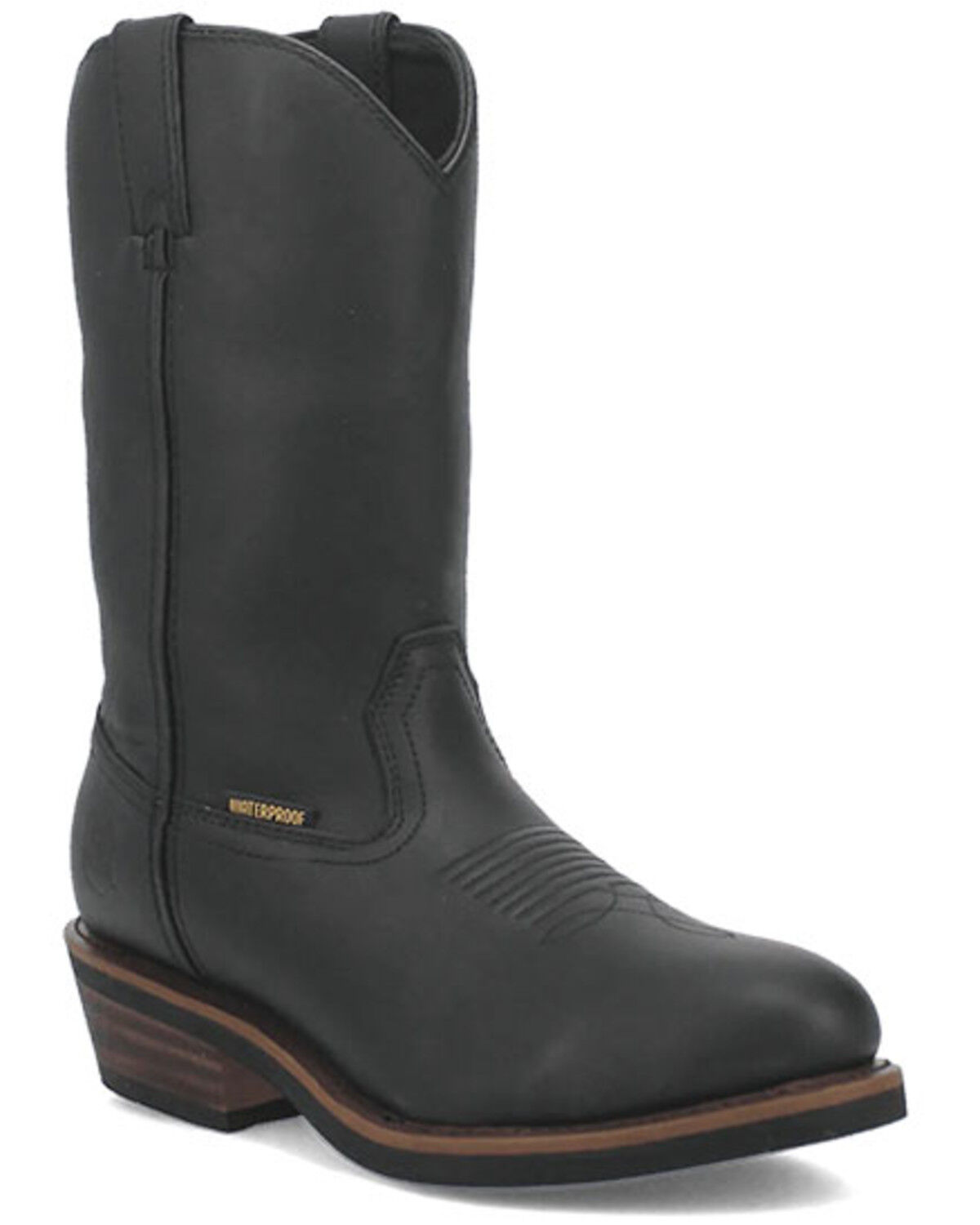 Image #1 - Dan Post Men's Albuquerque Waterproof Pull-On Work Boots - Soft Toe, Black, hi-res