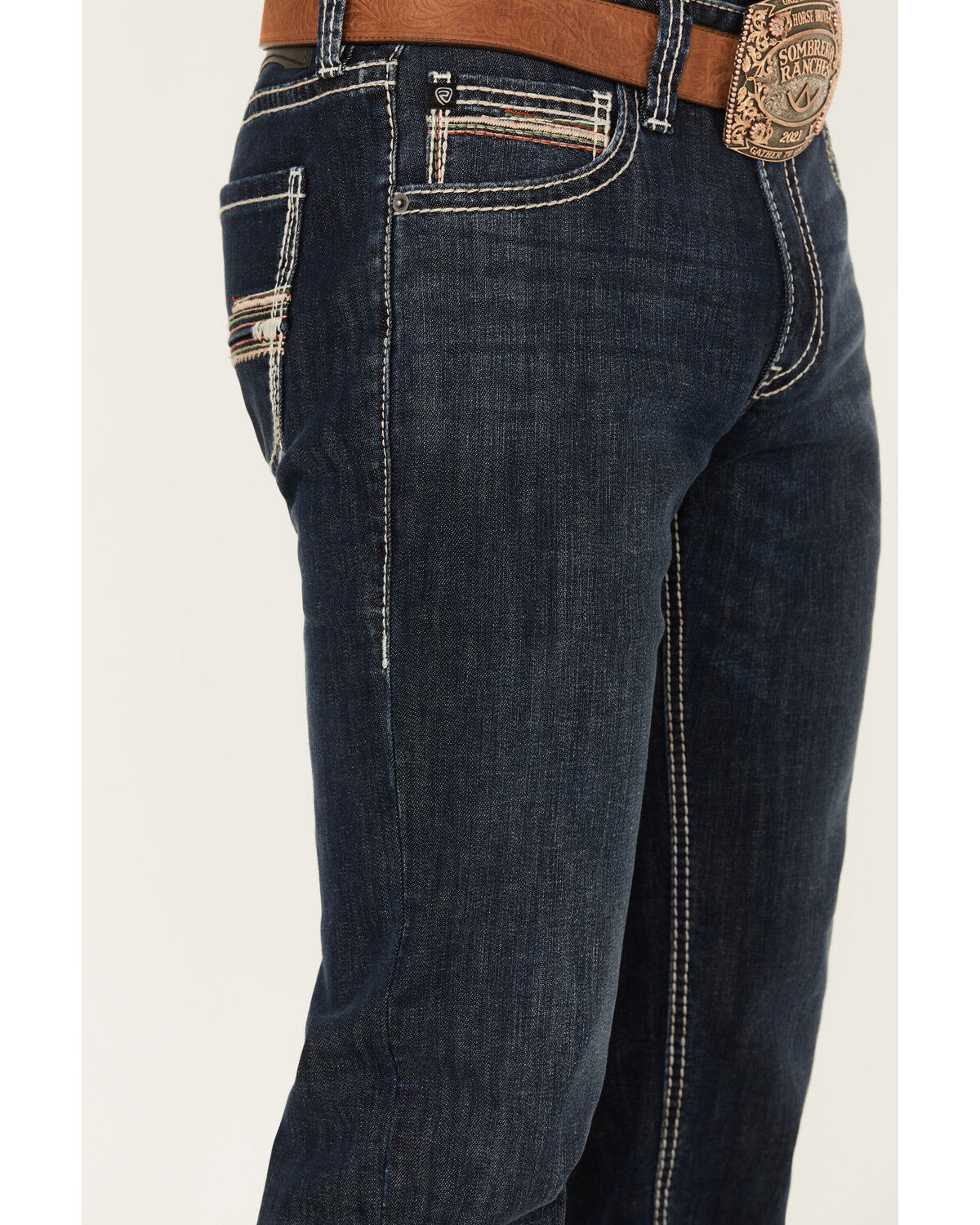 Image #4 - Rock & Roll Denim Men's Revolver Dark Vintage Wash Slim Straight Reflex Denim Jeans, Dark Wash, hi-res