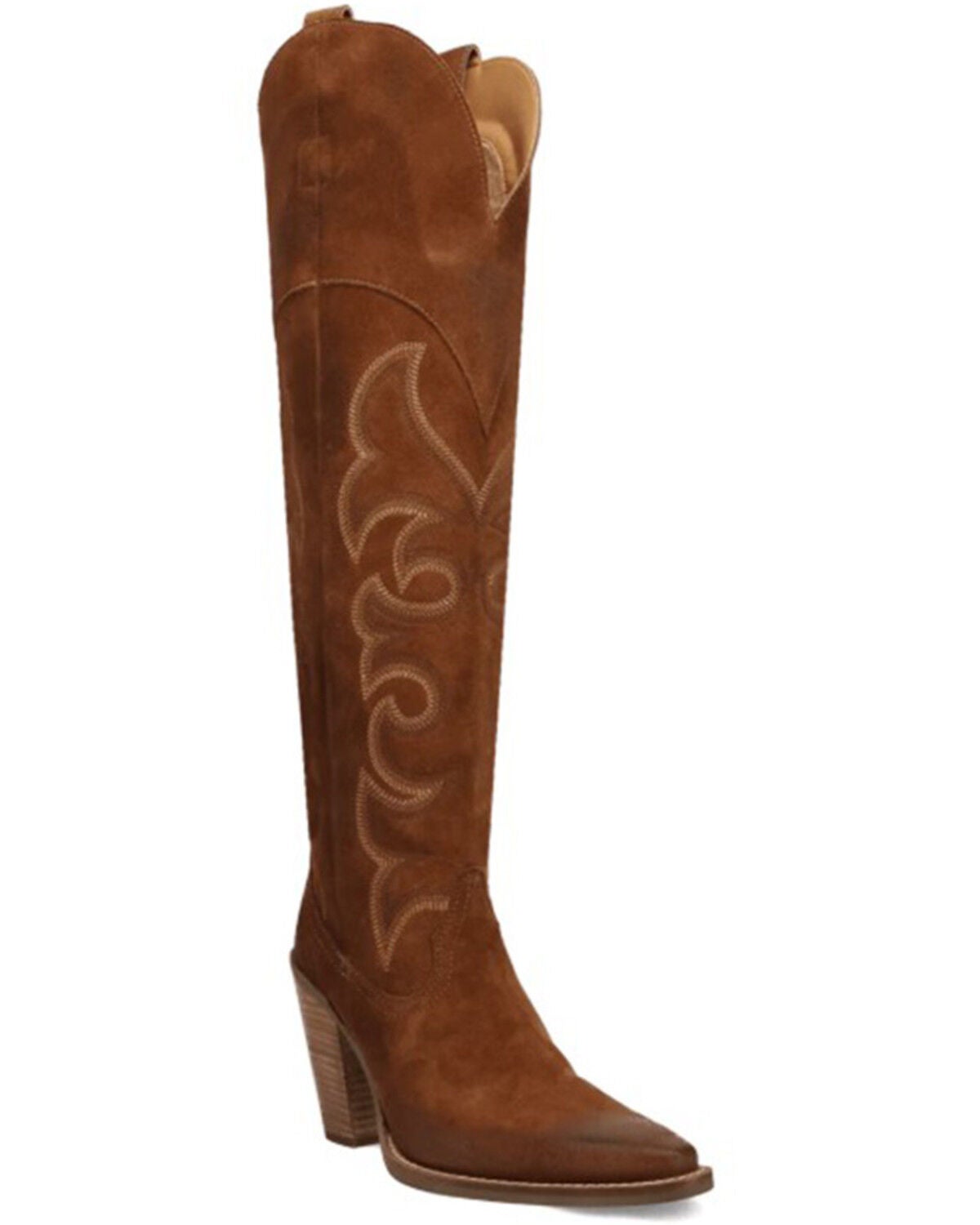 Dingo Women's Primadonna Suede Tall Western Boots - Round Toe, Brown, hi-res