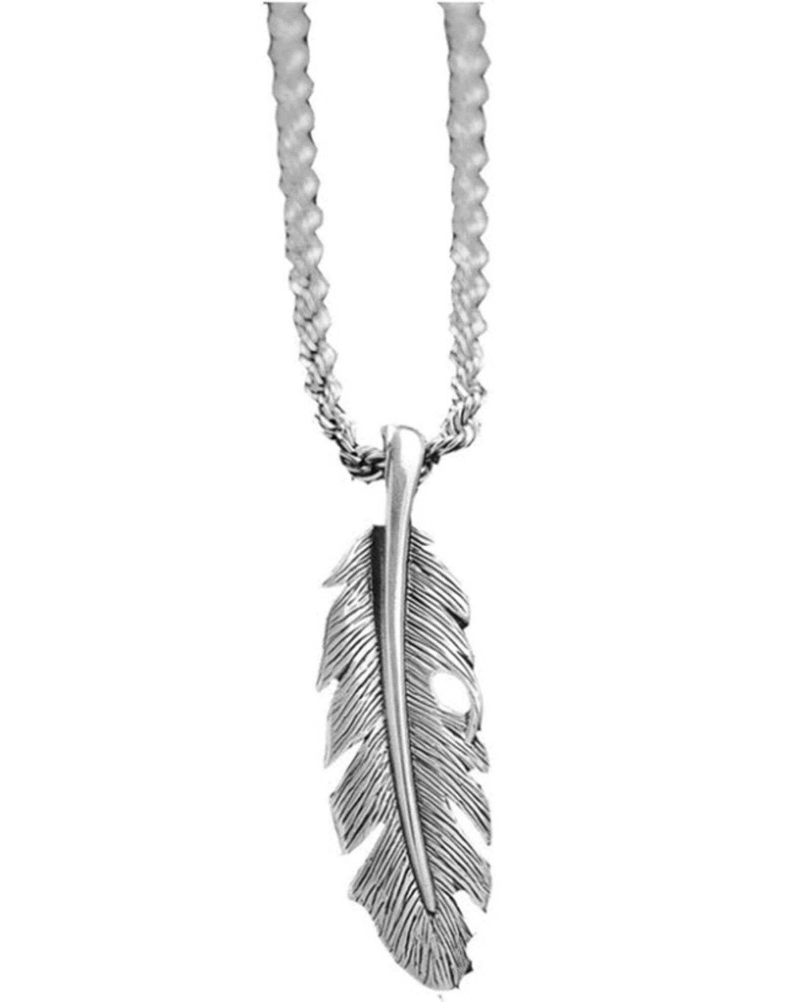 Silver feather necklace shop mens