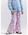 Image #3 - Wrangler® X Barbie™ Girls' Mid Rise Printed Stretch Trumpet Flare Jeans , Pink, hi-res