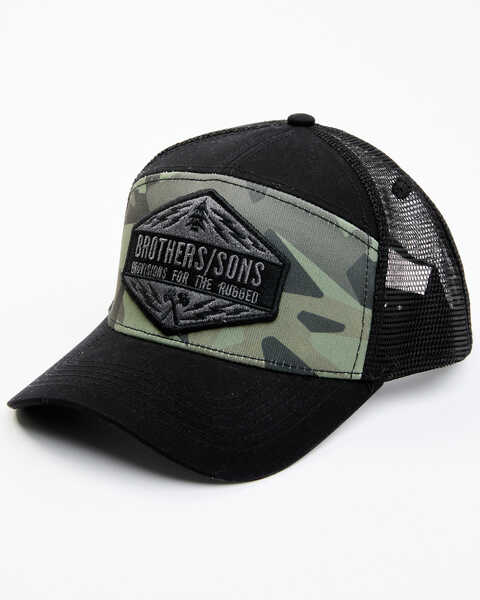 Brothers & Sons Men's Logo Patch Mesh-Back Ball Cap , Camouflage, hi-res