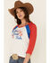 Cruel Girl Women's Jean Baby Graphic Ringer Tee , Red/white/blue, hi-res