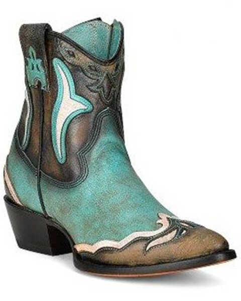 Image #1 - Corral Women's Outlay Western Booties - Pointed Toe, Turquoise, hi-res