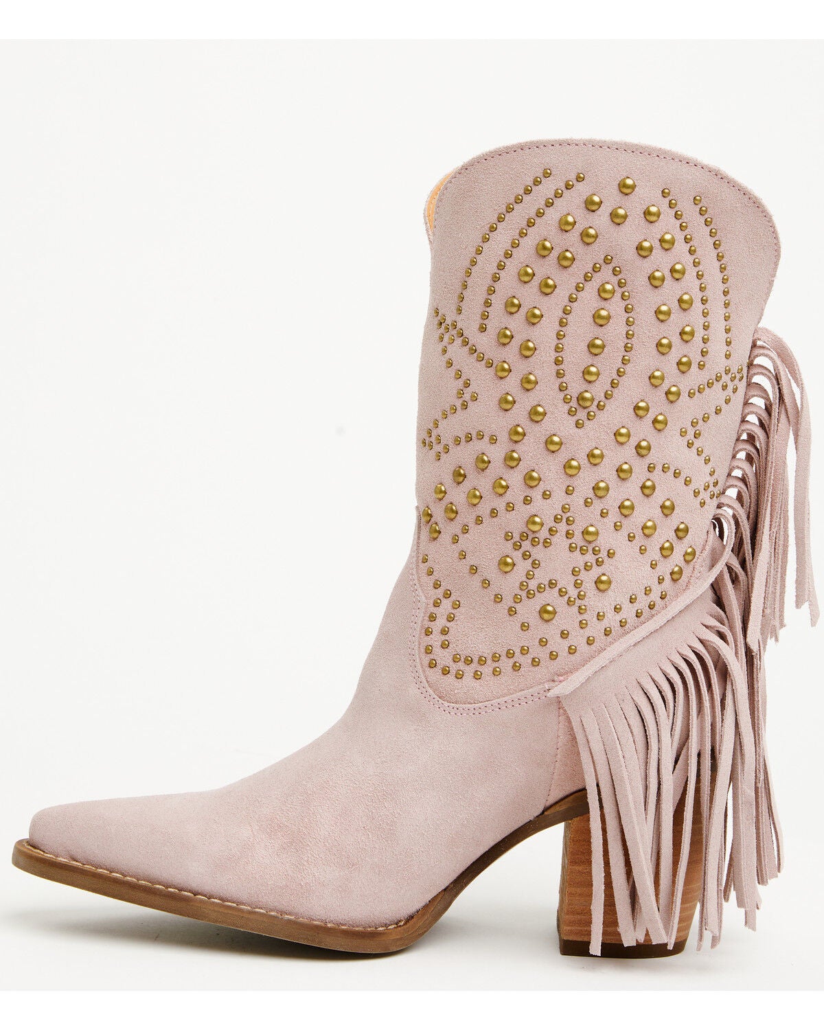 Image #3 - Dingo Women's Star Power Fringe Studded Western Boots - Snip Toe, Pink, hi-res