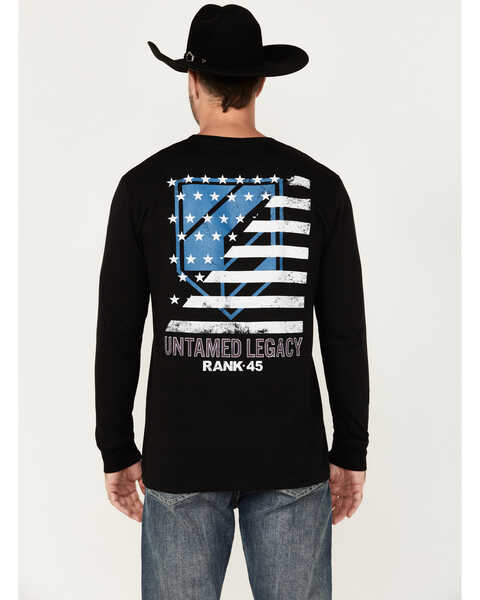 Image #1 - RANK 45® Men's Patriot Long Sleeve Graphic T-Shirt , Black, hi-res