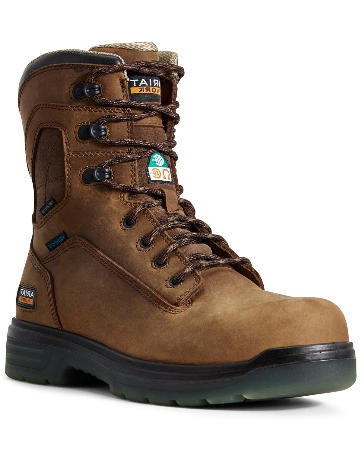 Ariat Men's Turbo Waterproof Work Boots - Carbon Toe, Brown, hi-res