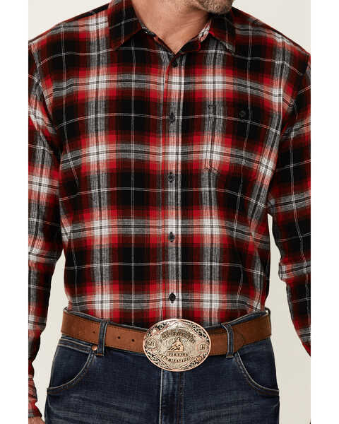 Image #3 - Gibson Men's Old School Plaid Long Sleeve Button Down Western Flannel Shirt , Red, hi-res