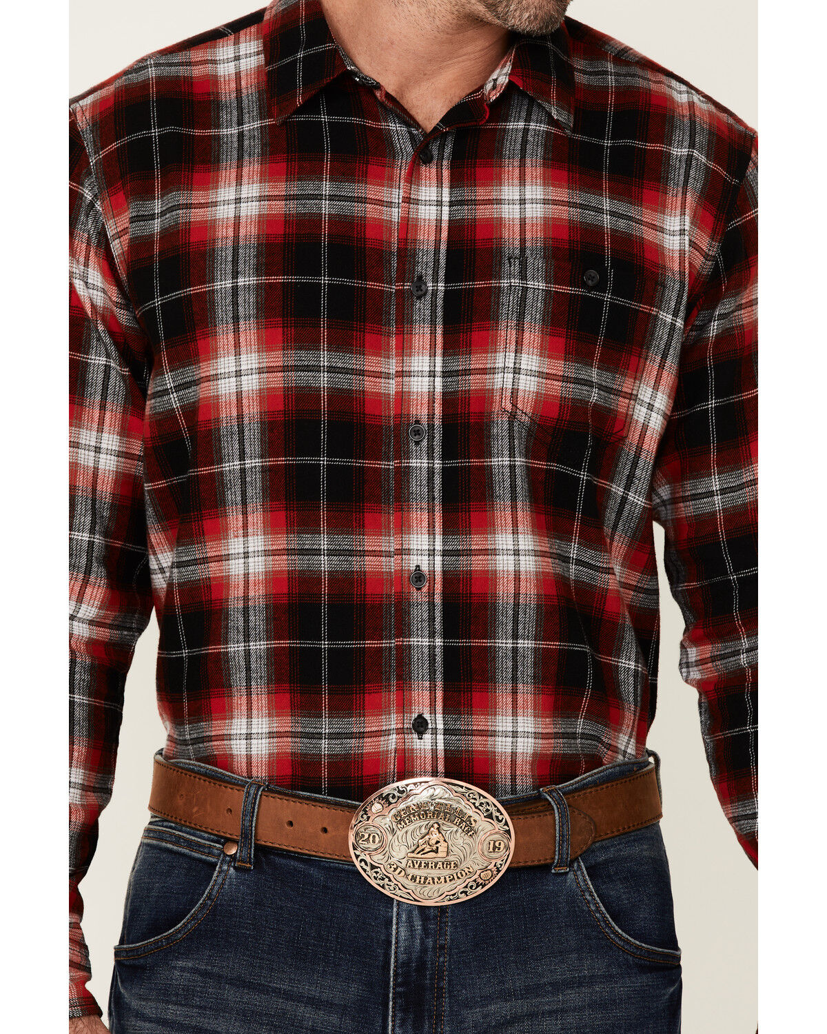 Image #3 - Gibson Men's Old School Plaid Long Sleeve Button Down Western Flannel Shirt, Red, hi-res