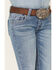 Image #4 - Shyanne Little Girls' Light Wash Steer Head & Feather Embroidered Bootcut Jeans, Blue, hi-res